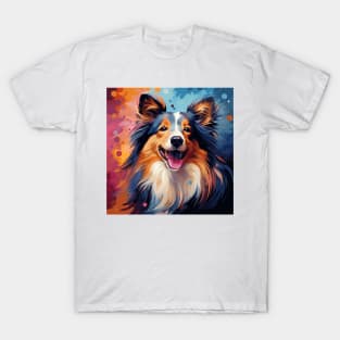 Colorful cute Sheltie dog painting T-Shirt